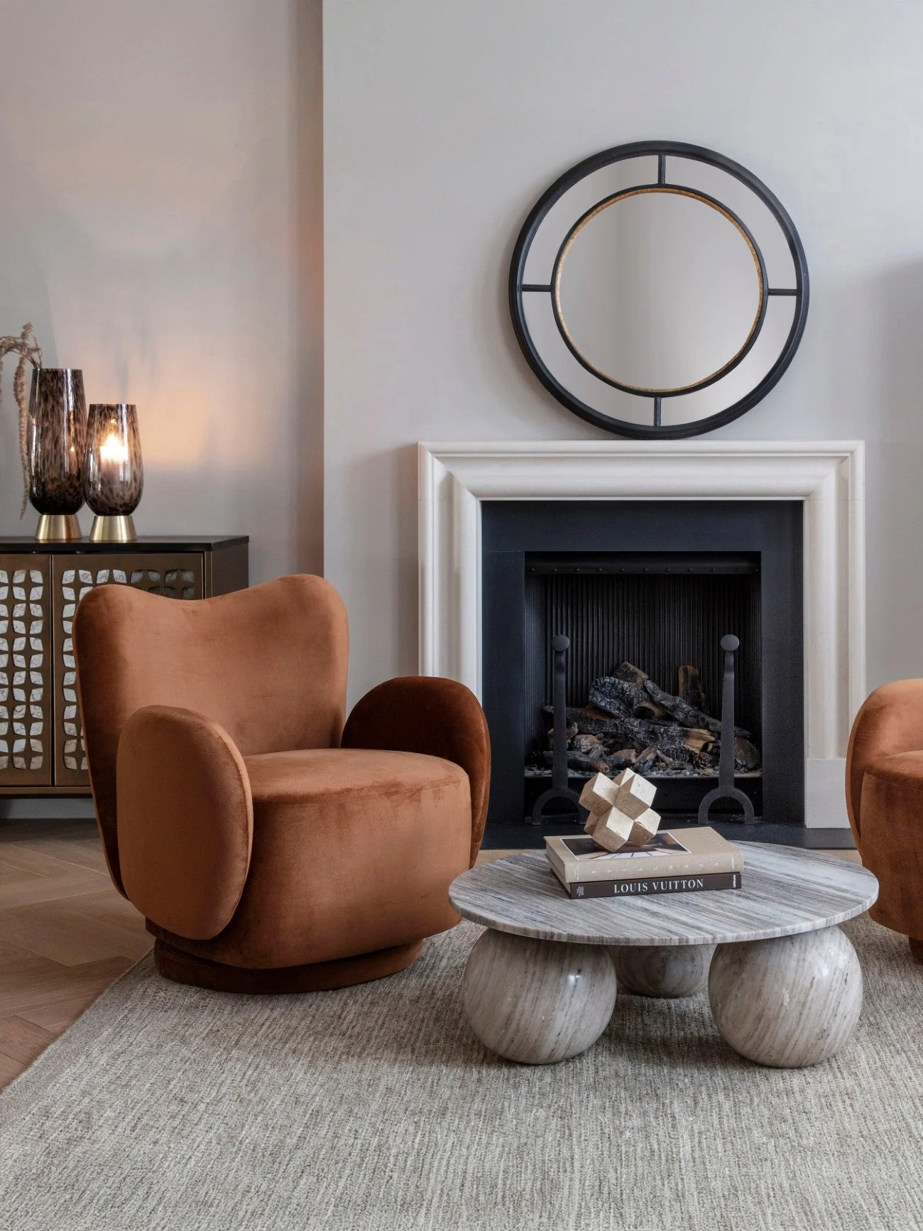 Bingham Upholstered Swivel Chair Velvet Green/ Caramel/ Pink - Image 9