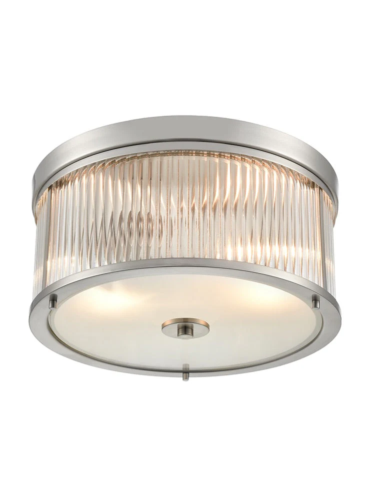 Birkenhead Flush Ceiling Fitting- Aged Brass/ Satin Nickel - Image 2