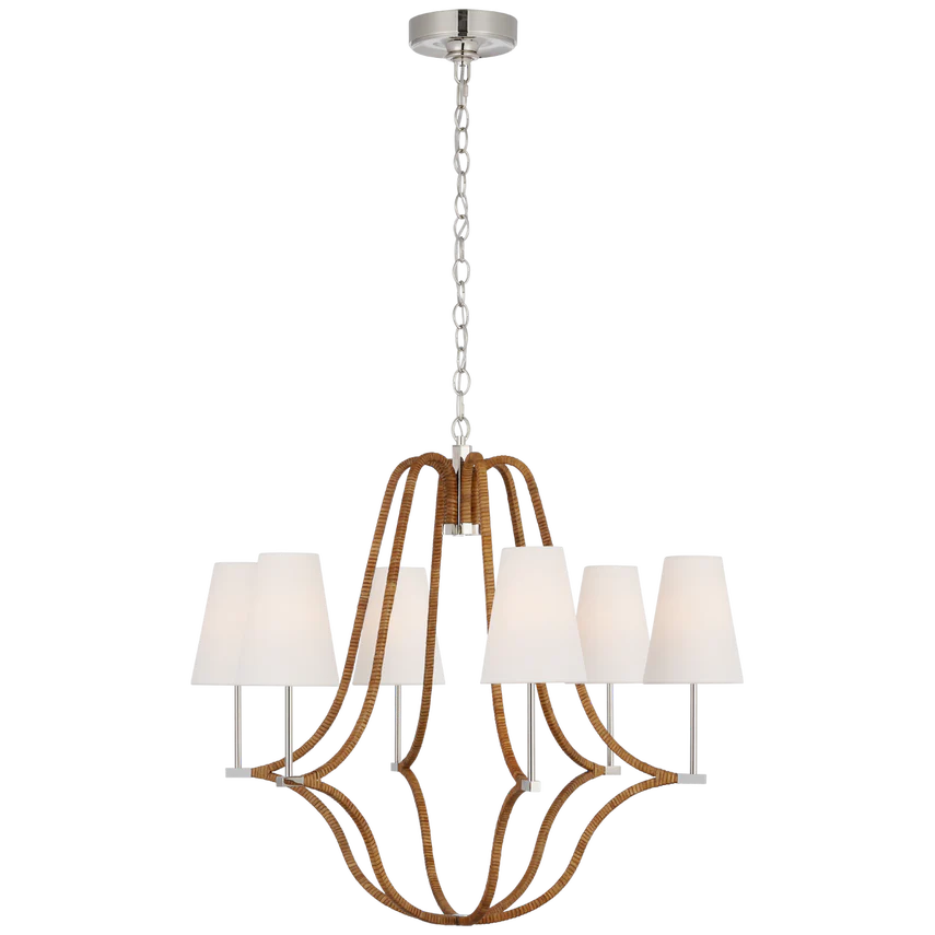 Biscayne Wrapped Chandelier - Rattan & Brass/Nickel - Image 2