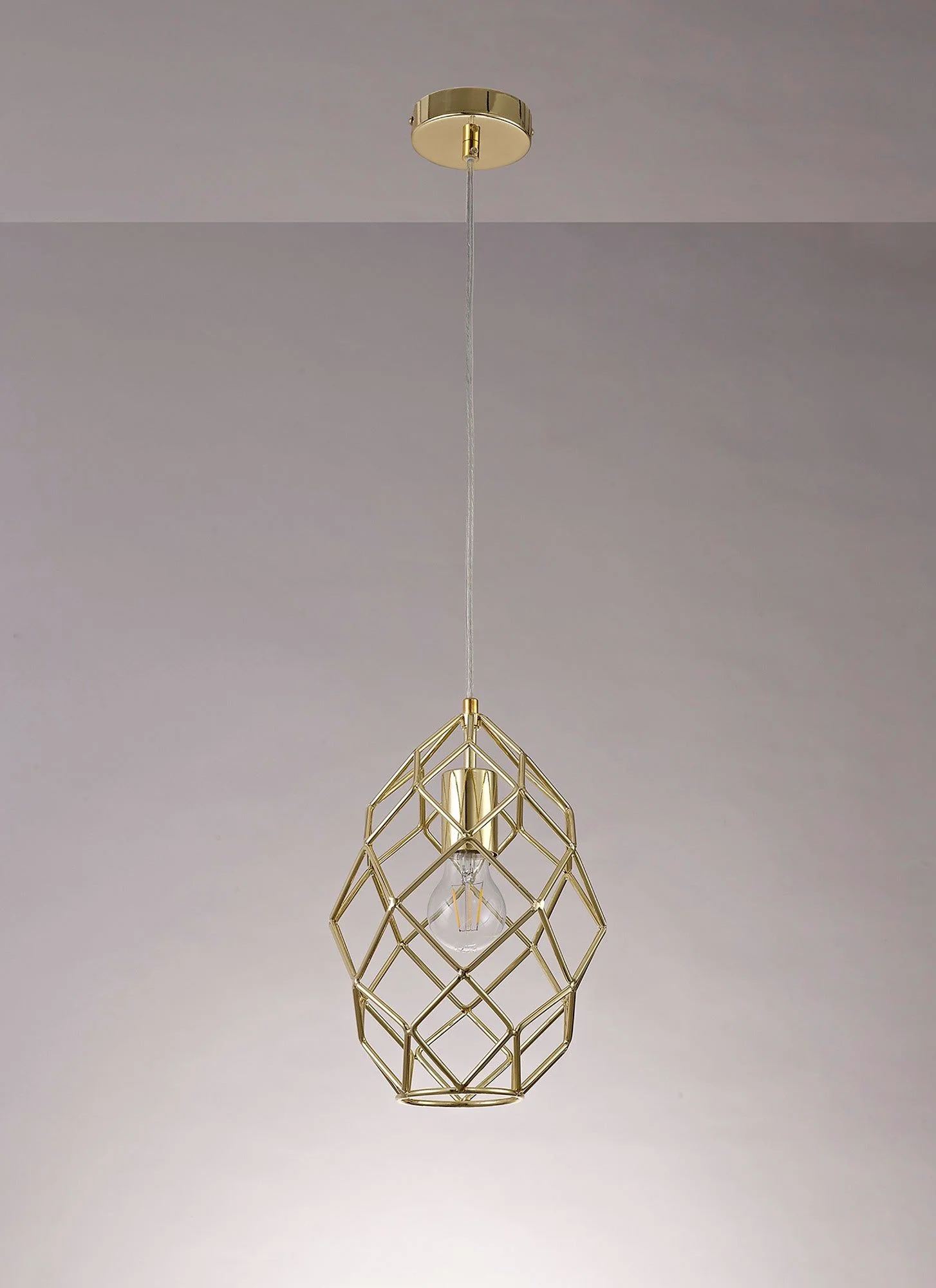 Bistreao Curved Cylinder Pendant, 1 x E27, Polished Brass - Image 2