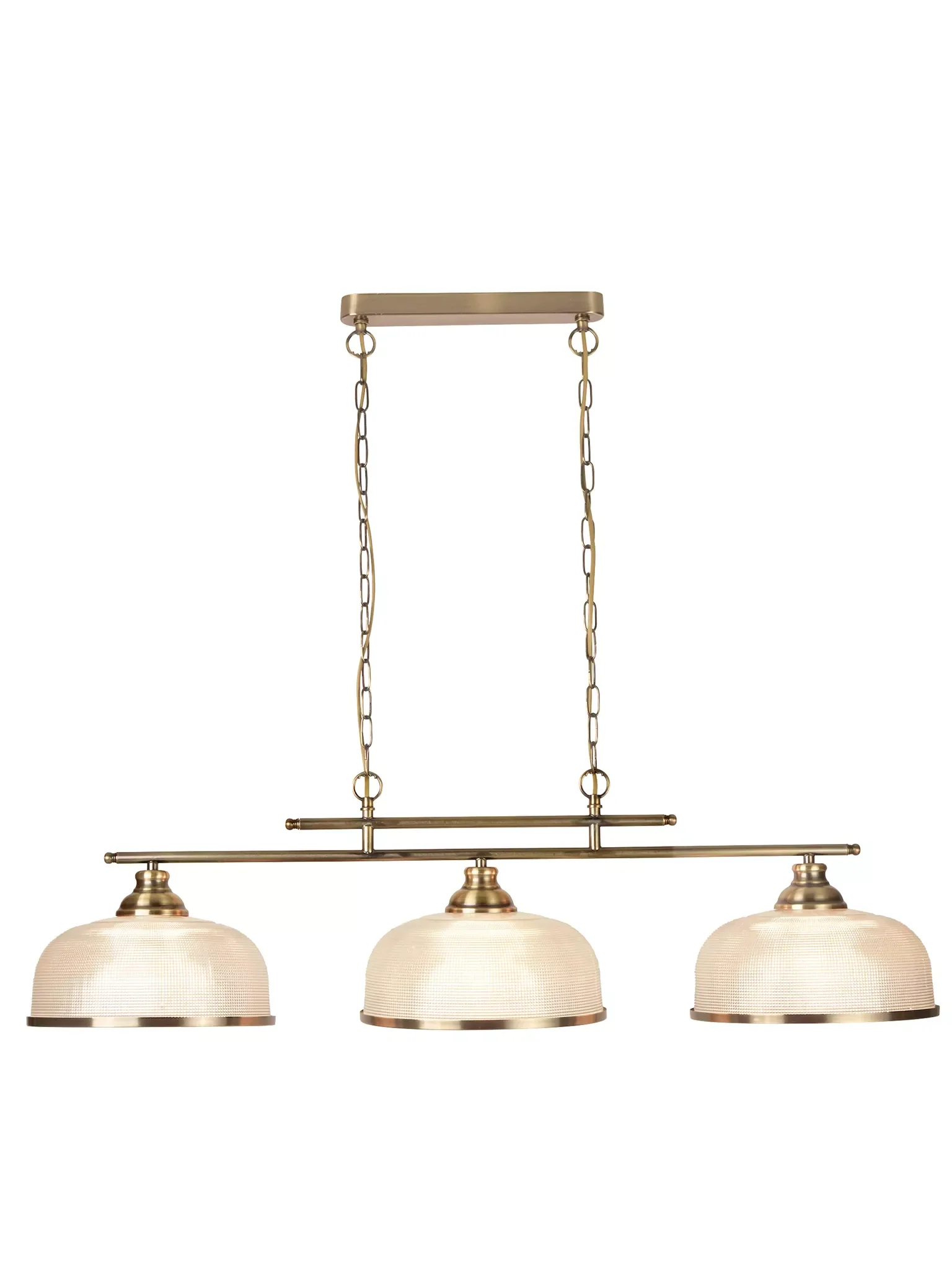 Bistro 2/3Lt Bar Pendant - Antique Brass/Silver & Holophane - Image 2
