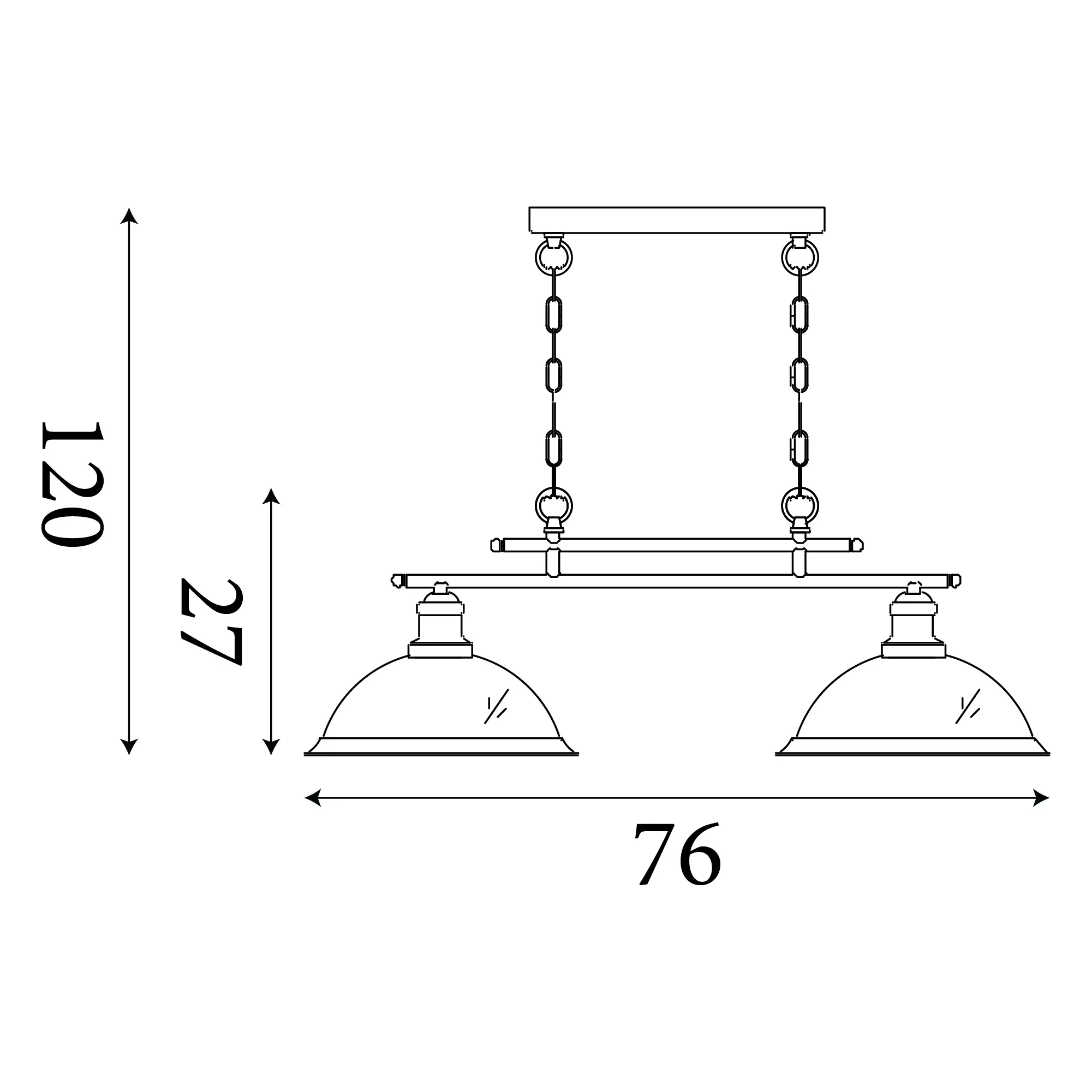 Bistro 2/3Lt Bar Pendant - Antique Brass/Chrome & Acid Glass - Image 7