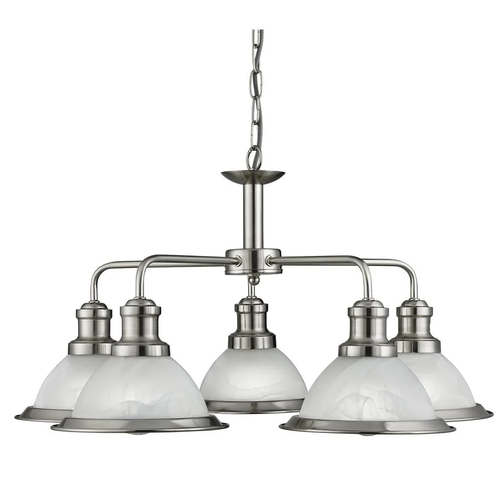 Bistro 5Lt Multi-Arm Pendant - Satin Silver/Antique Brass Finish - Image 12