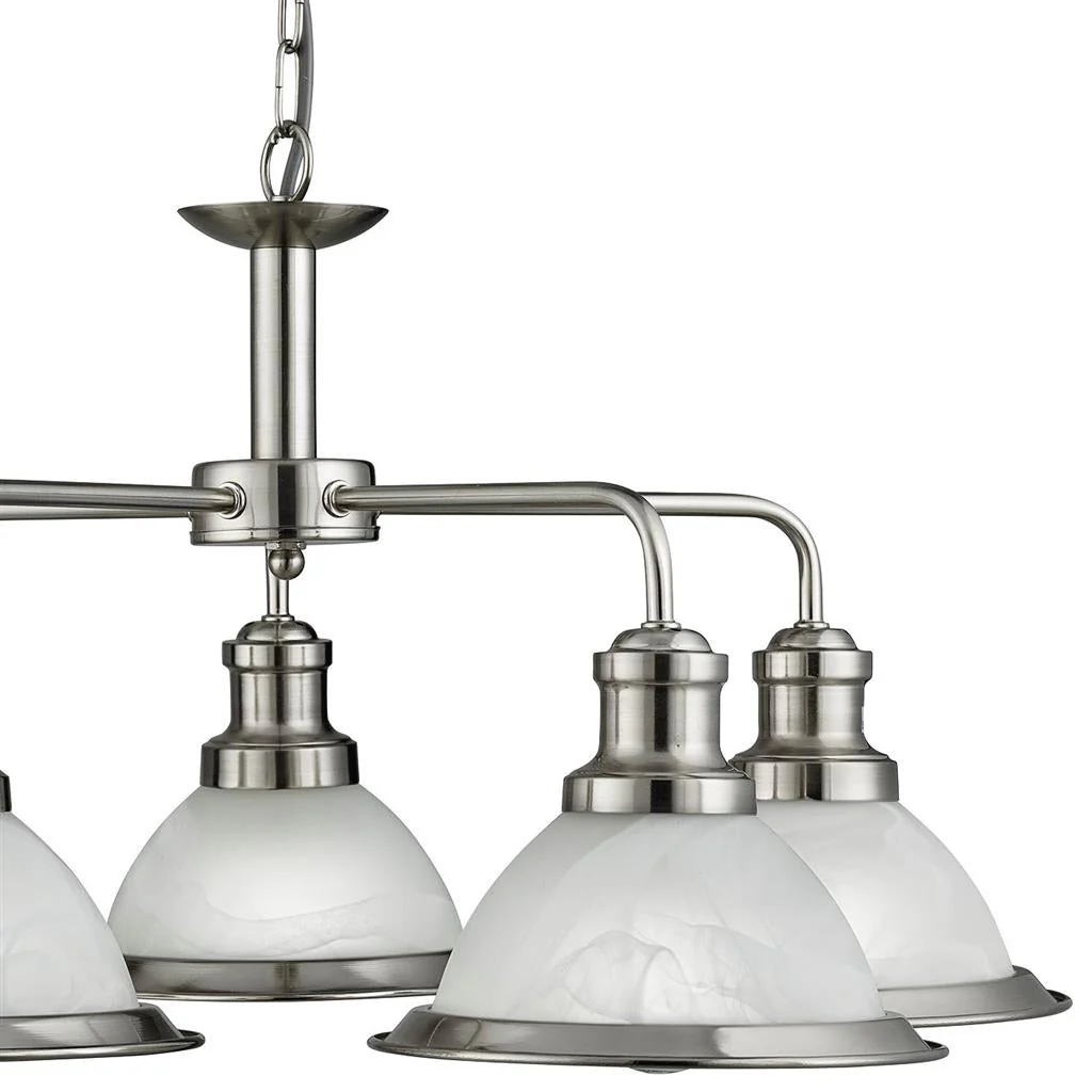 Bistro 5Lt Multi-Arm Pendant - Satin Silver/Antique Brass Finish - Image 4
