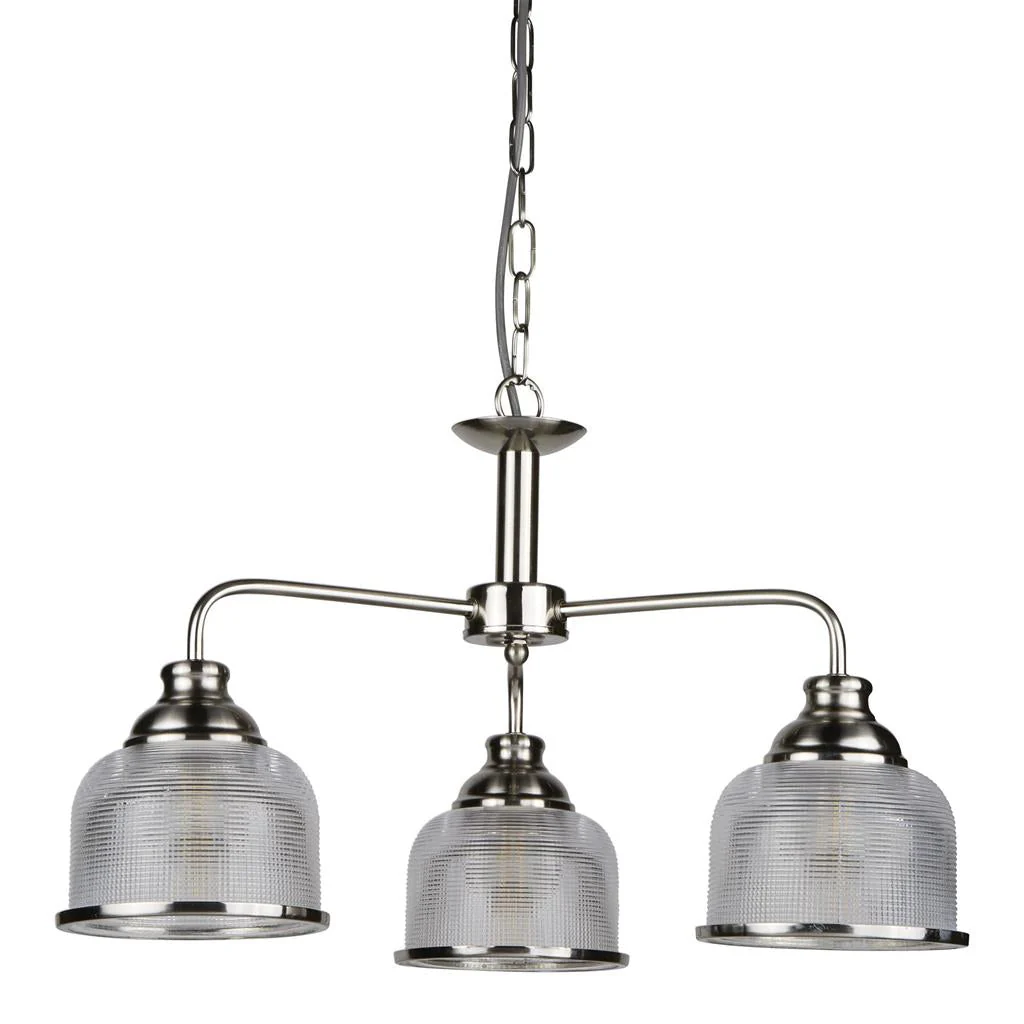 Bistro 3Lt Multi-Arm Pendant - Satin Silver/Antique Brass Finish