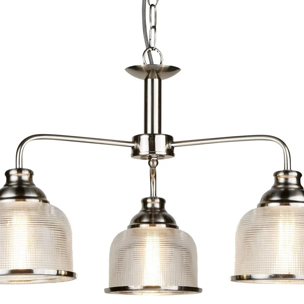 Bistro 3Lt Multi-Arm Pendant - Satin Silver/Antique Brass Finish - Image 2