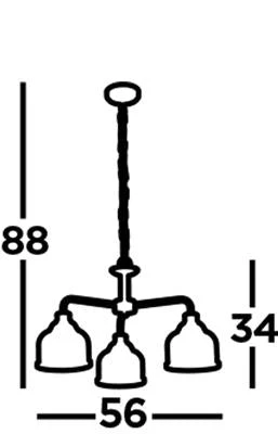 Bistro 3Lt Multi-Arm Pendant - Satin Silver/Antique Brass Finish - Image 3