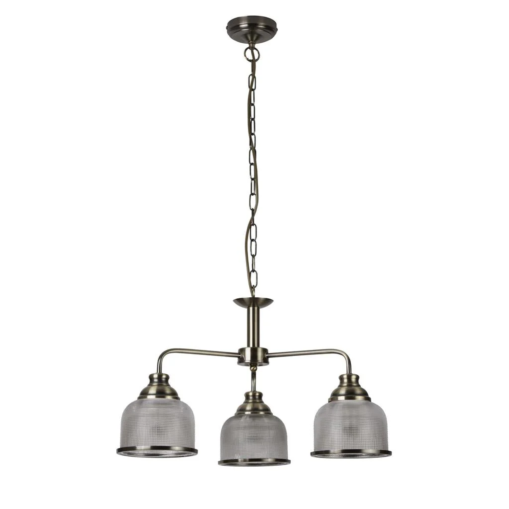 Bistro 3Lt Multi-Arm Pendant - Satin Silver/Antique Brass Finish - Image 4