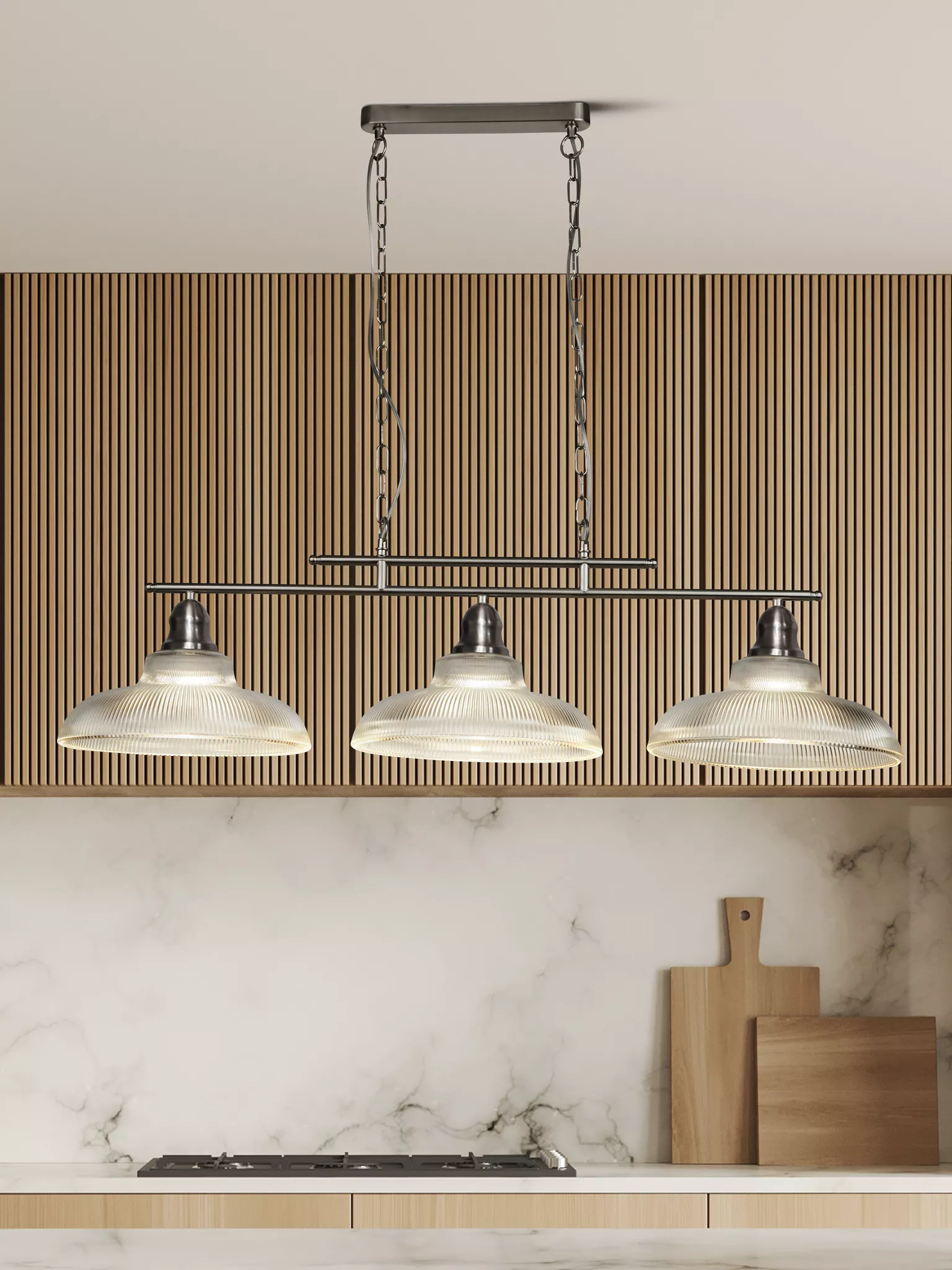 Bistro III 3Lt Bar Pendant - Satin Silver Metal - Image 4