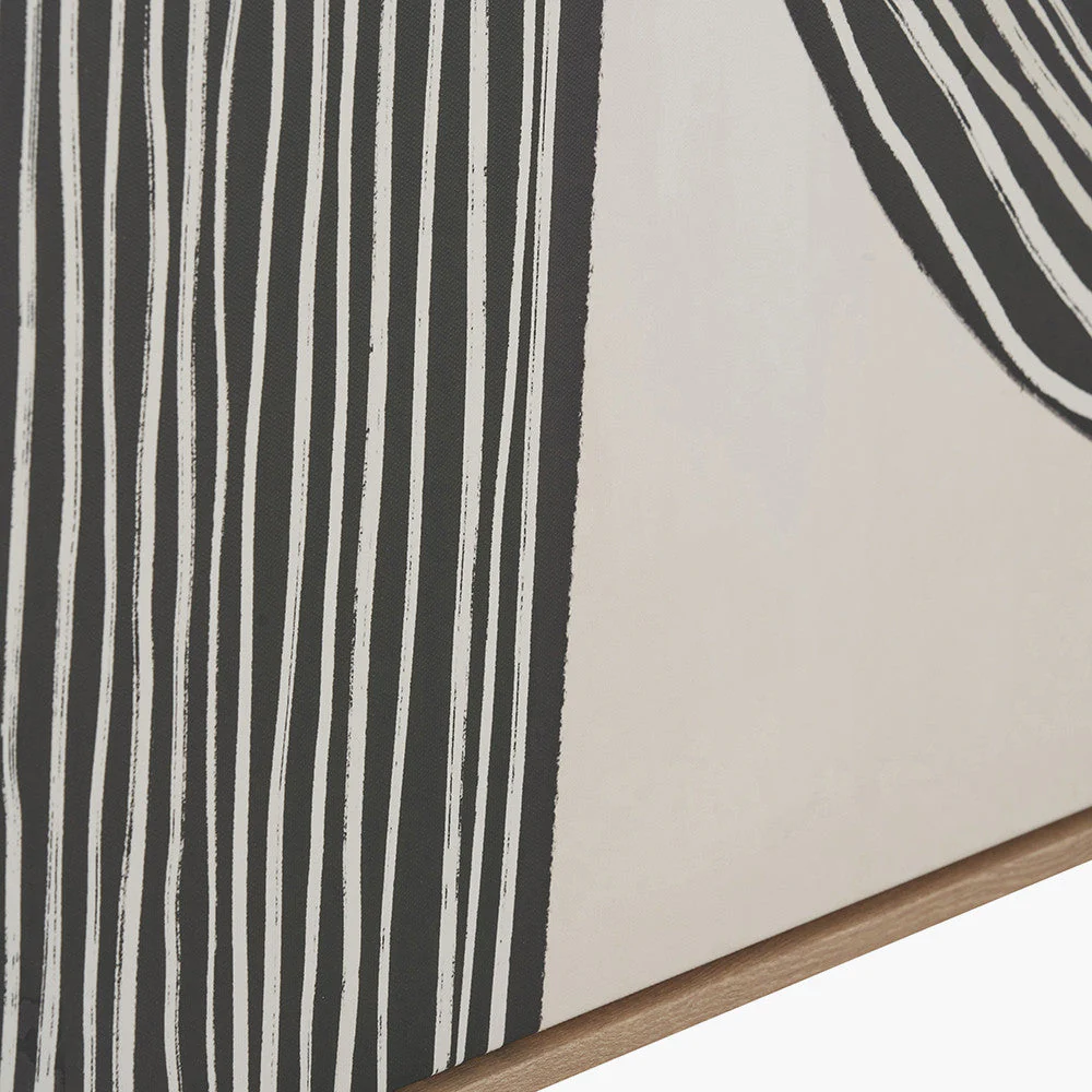 Black and Cream Abstract Canvas with Natural Frame - Image 3