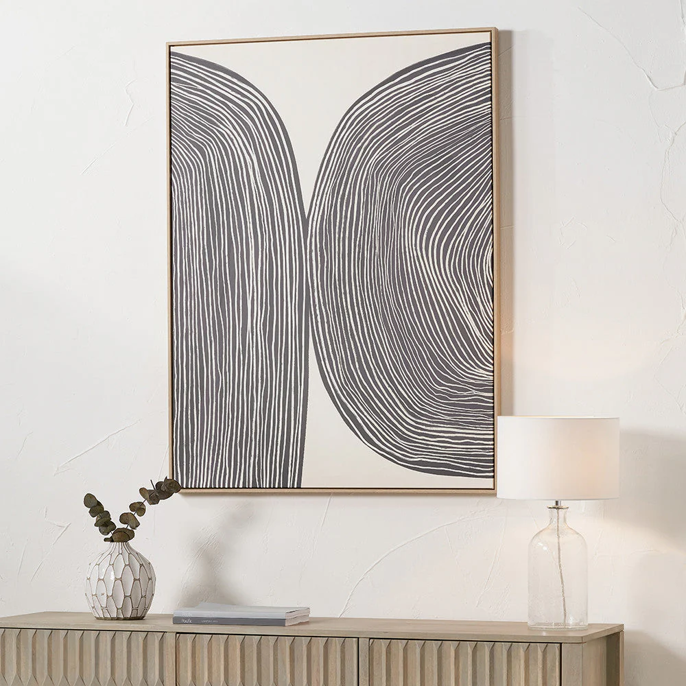 Black and Cream Abstract Canvas with Natural Frame - Image 5