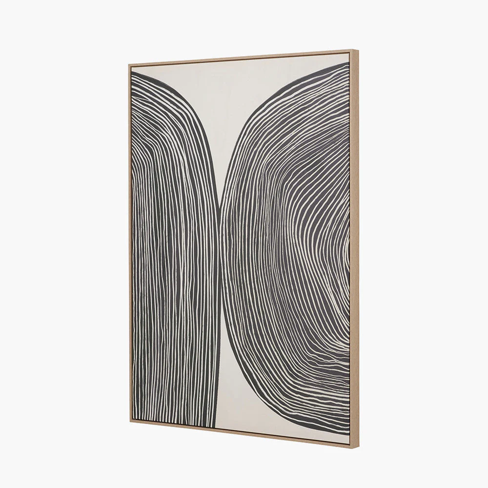 Black and Cream Abstract Canvas with Natural Frame - Image 6