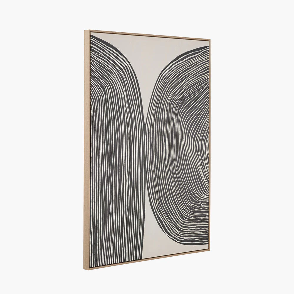 Black and Cream Abstract Canvas with Natural Frame - Image 7