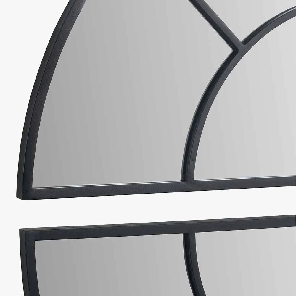 Black Metal 2 Half Moon Section Wall Mirror - Image 2