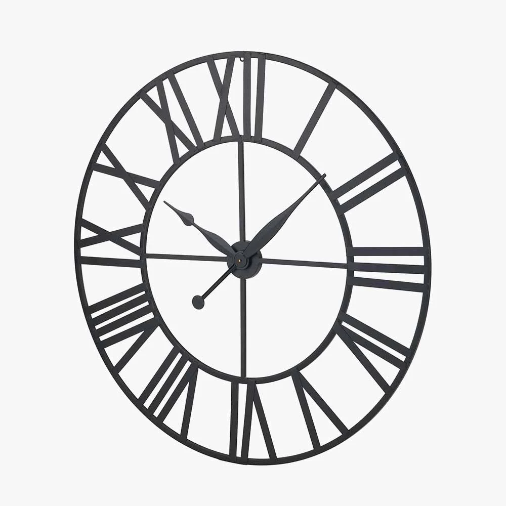 Black Metal Large Round Wall Clock - Image 2