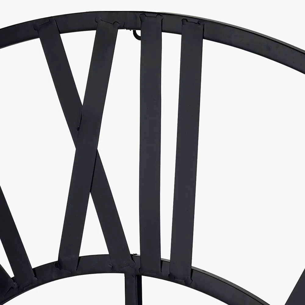 Black Metal Large Round Wall Clock - Image 4