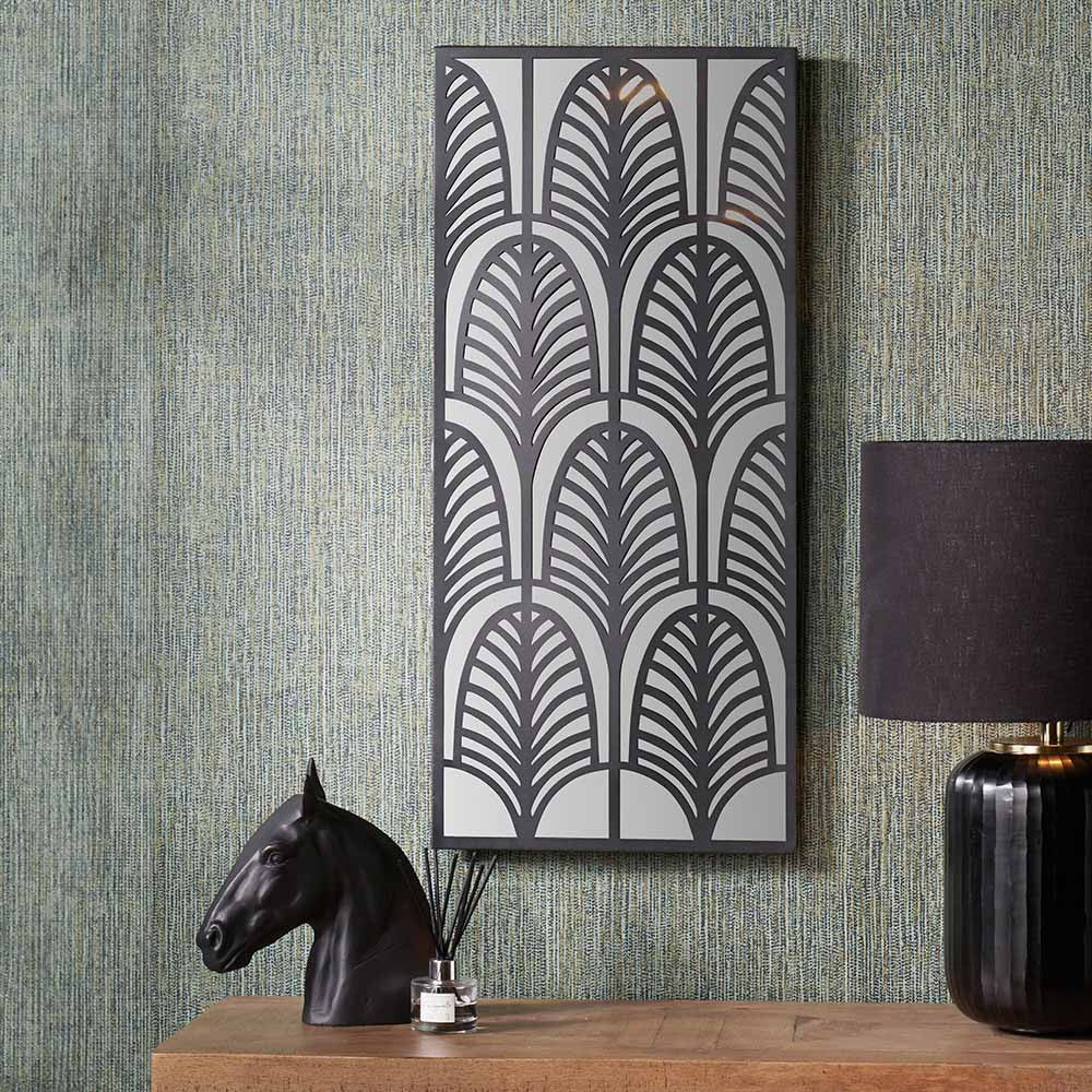 Black Metal Rectangular Mirrored Wall Art - Image 4