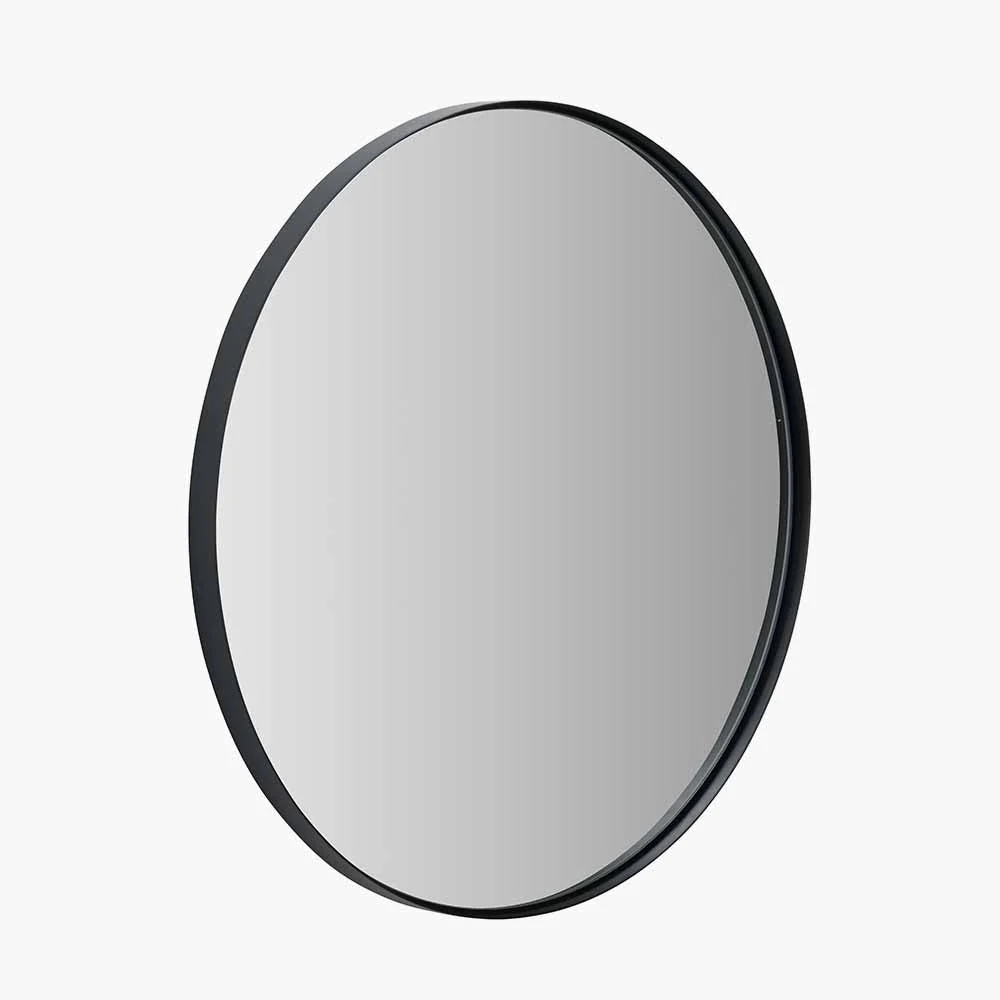 Black Metal Slim Frame Round Wall Mirror - Various Sizes - Image 10