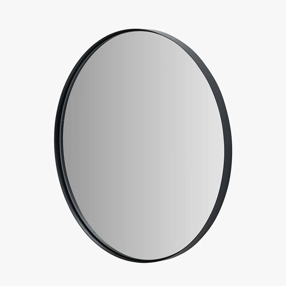 Black Metal Slim Frame Round Wall Mirror - Various Sizes - Image 11