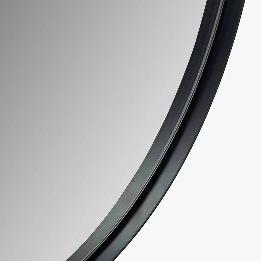 Black Metal Slim Frame Round Wall Mirror - Various Sizes - Image 4