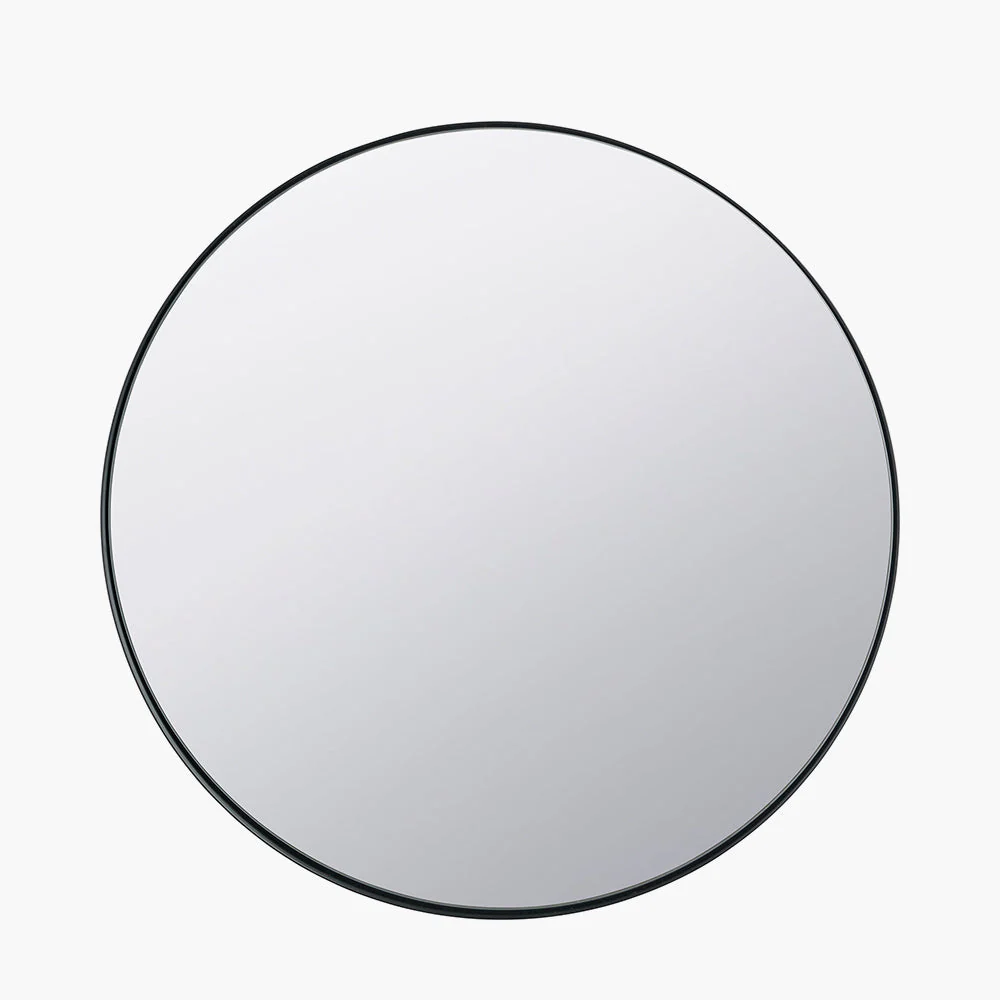 Black Metal Slim Frame Round Wall Mirror - Various Sizes - Image 5