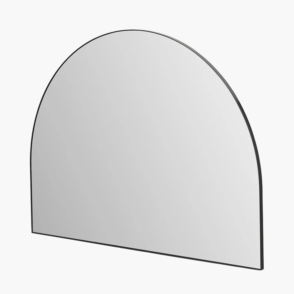Black Metal Slim Frame Wide Arch Wall Mirror - Image 2