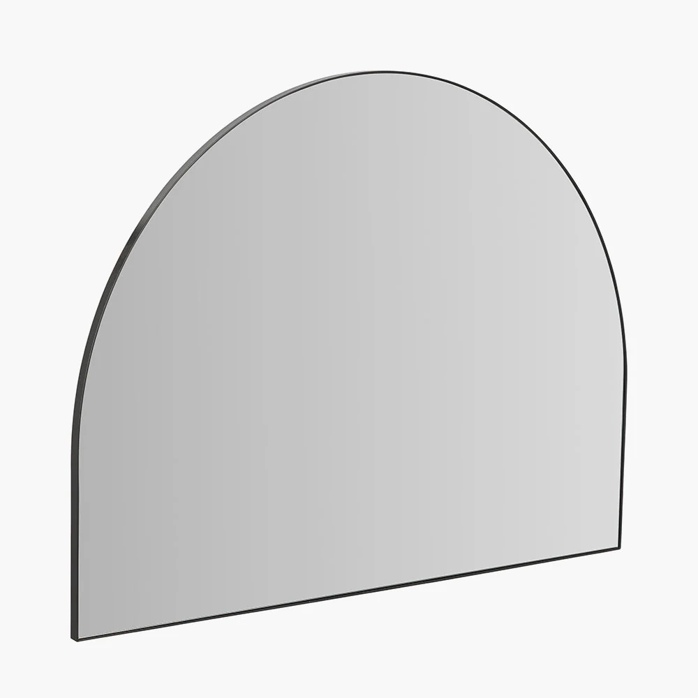 Black Metal Slim Frame Wide Arch Wall Mirror - Image 3