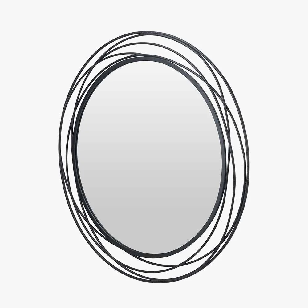 Black Metal Swirl Round Wall Mirror - Image 2