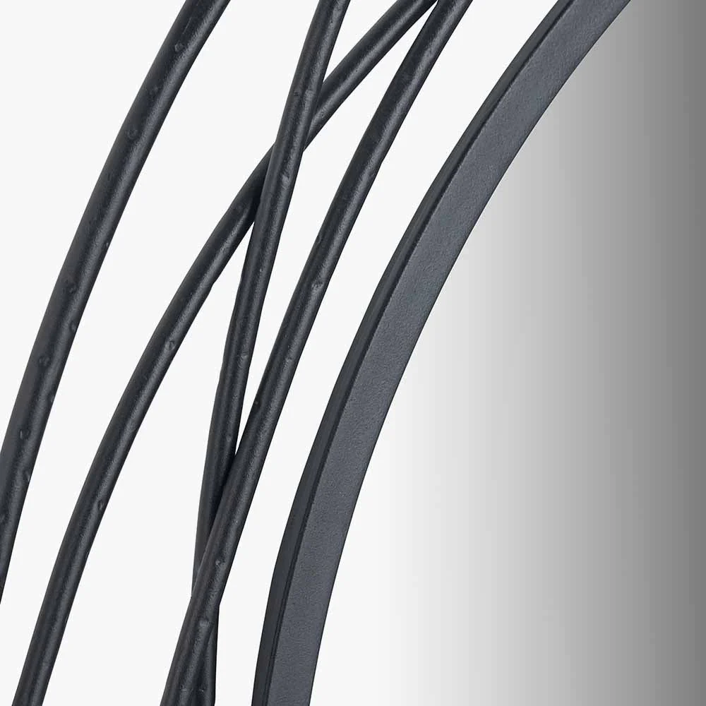 Black Metal Swirl Round Wall Mirror - Image 3