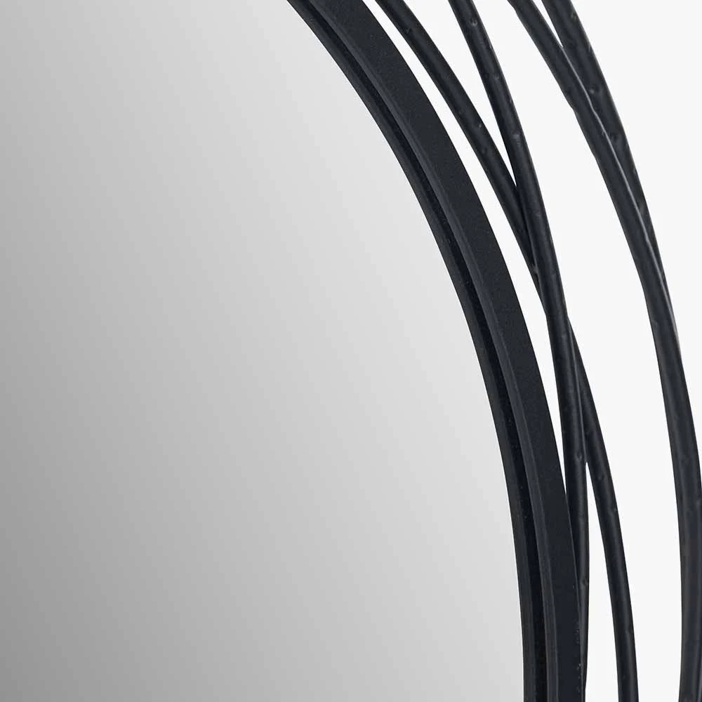 Black Metal Swirl Round Wall Mirror - Image 4
