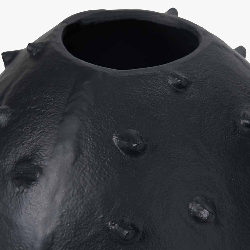 Black Metal Vase with Bobbles - Image 4