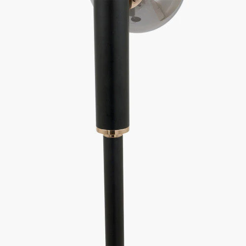 Blair Smoke Glass Ball and Black Metal Floor Lamp - Image 2