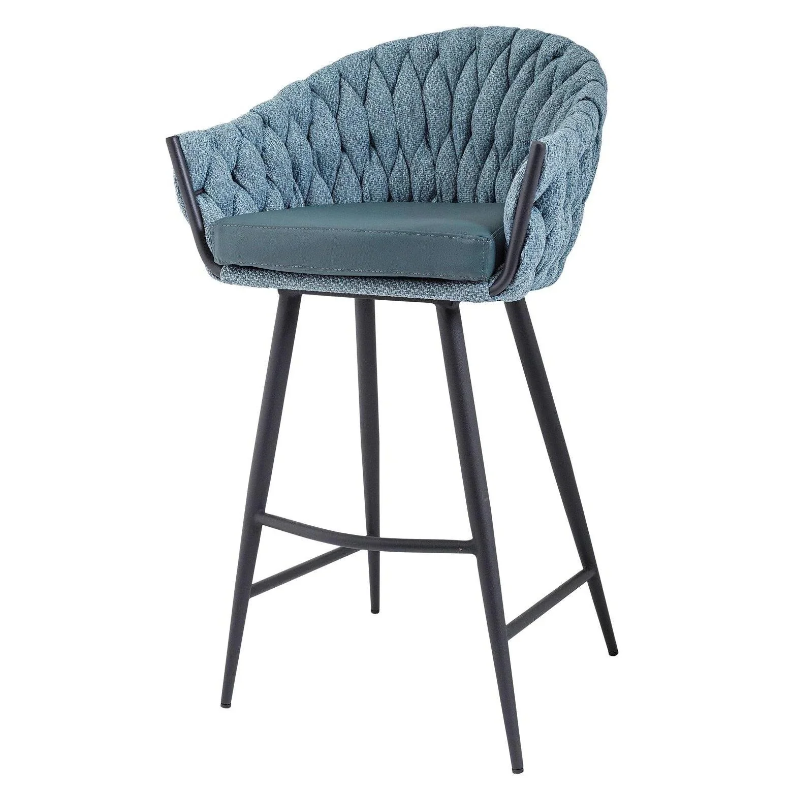 Blake Bar Stool - Brown & Grey/ Aquamarine & Black Finish - Image 3