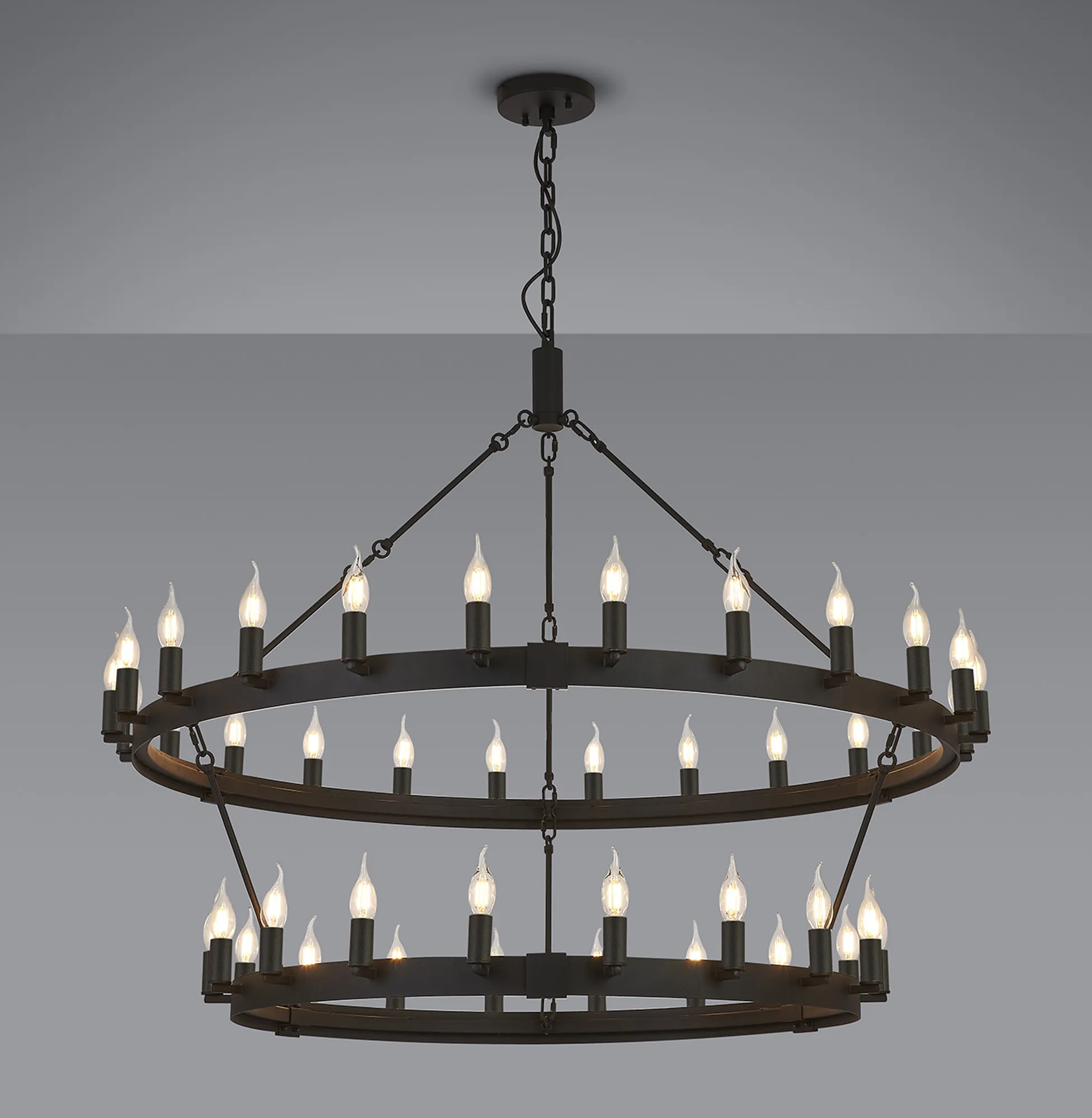 Blare 2 Tier Chandelier- Satin Black/ Polished Nickel Finishes - Image 10