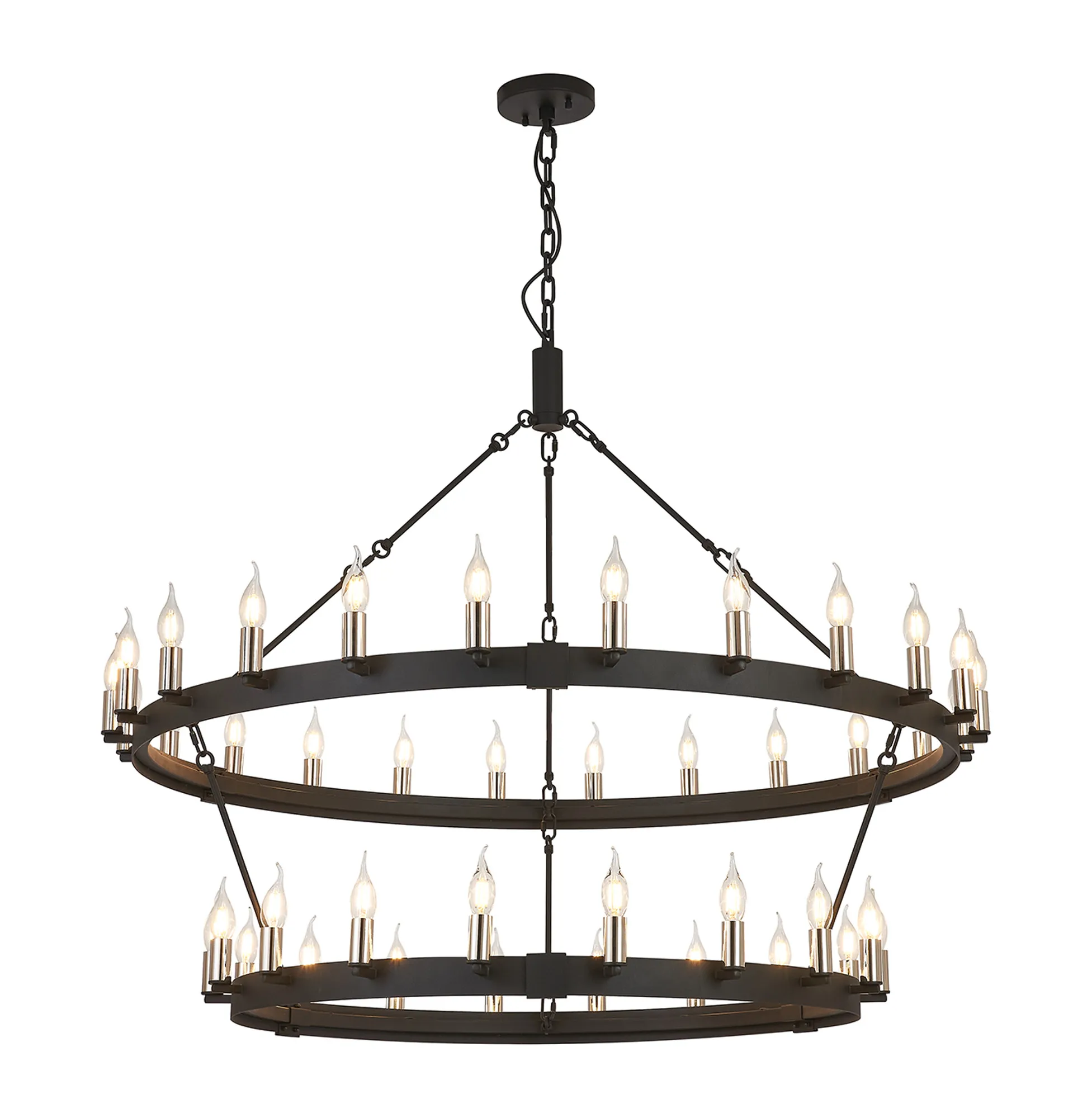 Blare 2 Tier Chandelier- Satin Black/ Polished Nickel Finishes - Image 2