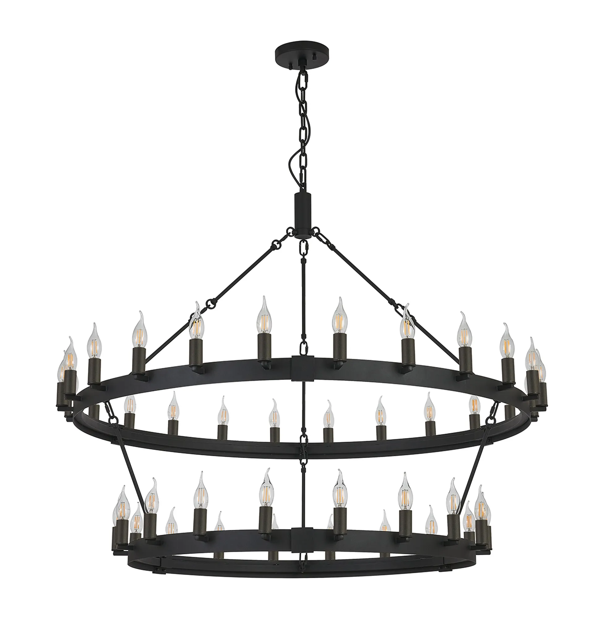 Blare 2 Tier Chandelier- Satin Black/ Polished Nickel Finishes - Image 3