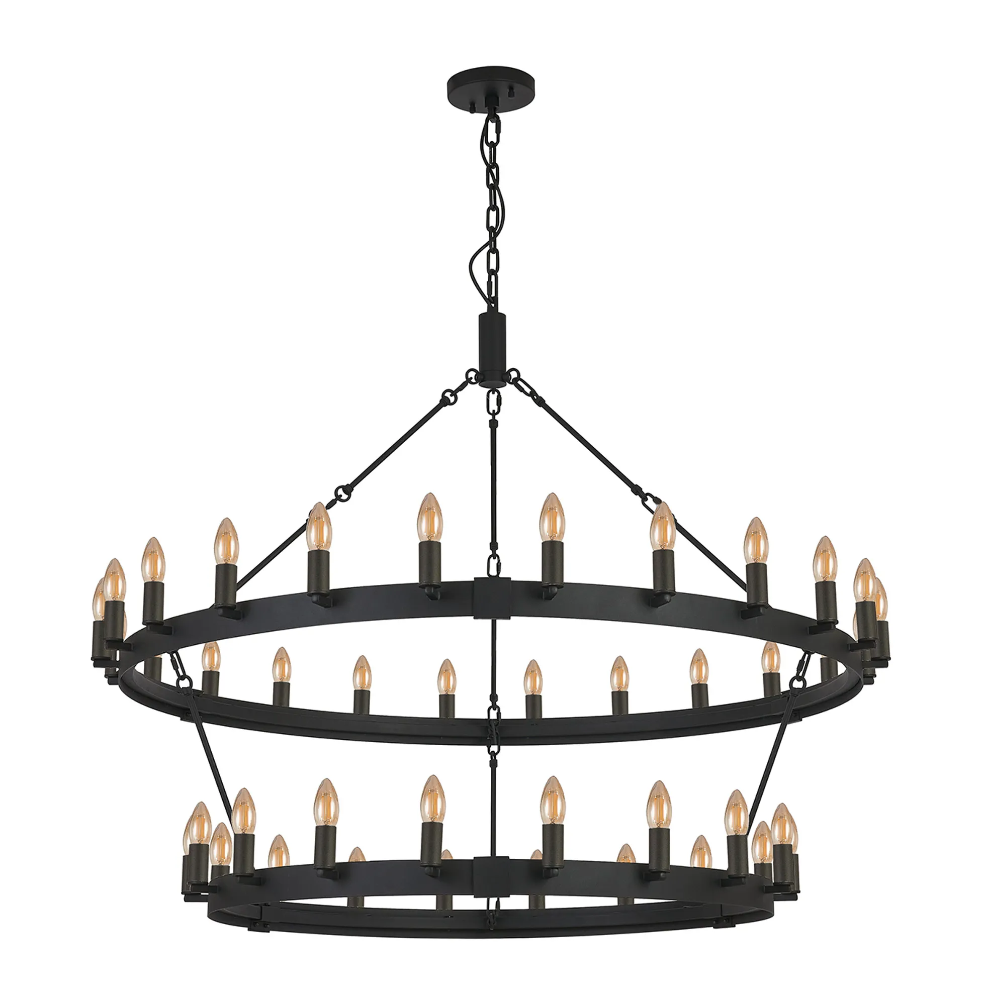 Blare 2 Tier Chandelier- Satin Black/ Polished Nickel Finishes - Image 5