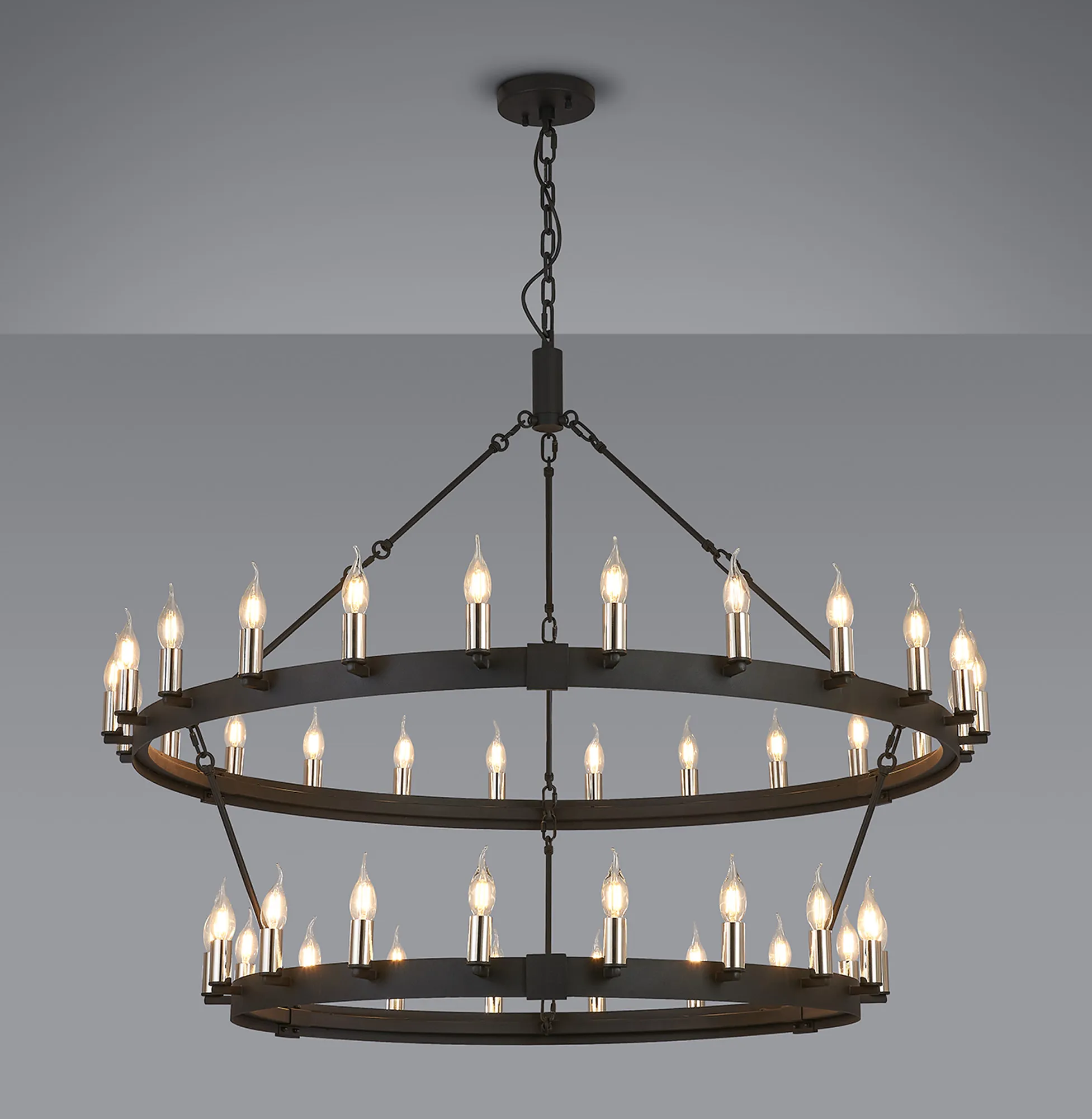 Blare 2 Tier Chandelier- Satin Black/ Polished Nickel Finishes - Image 6