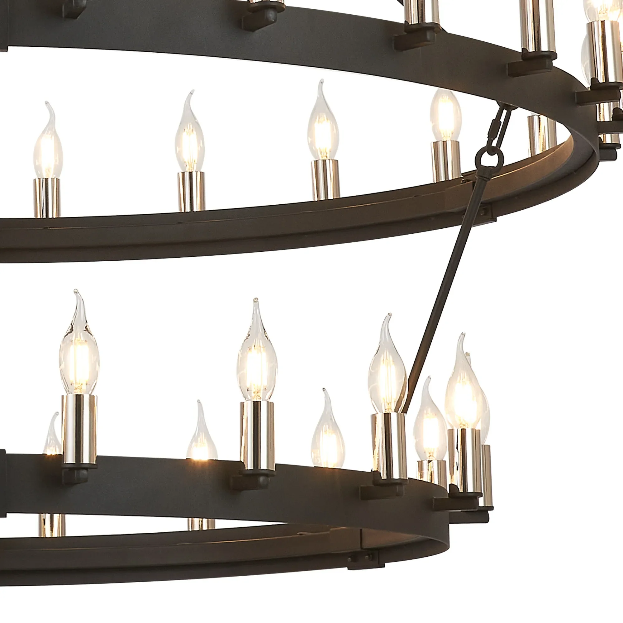 Blare 2 Tier Chandelier- Satin Black/ Polished Nickel Finishes - Image 7