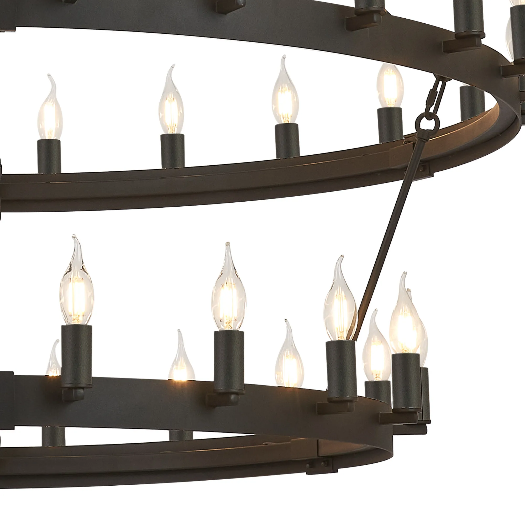 Blare 2 Tier Chandelier- Satin Black/ Polished Nickel Finishes - Image 8