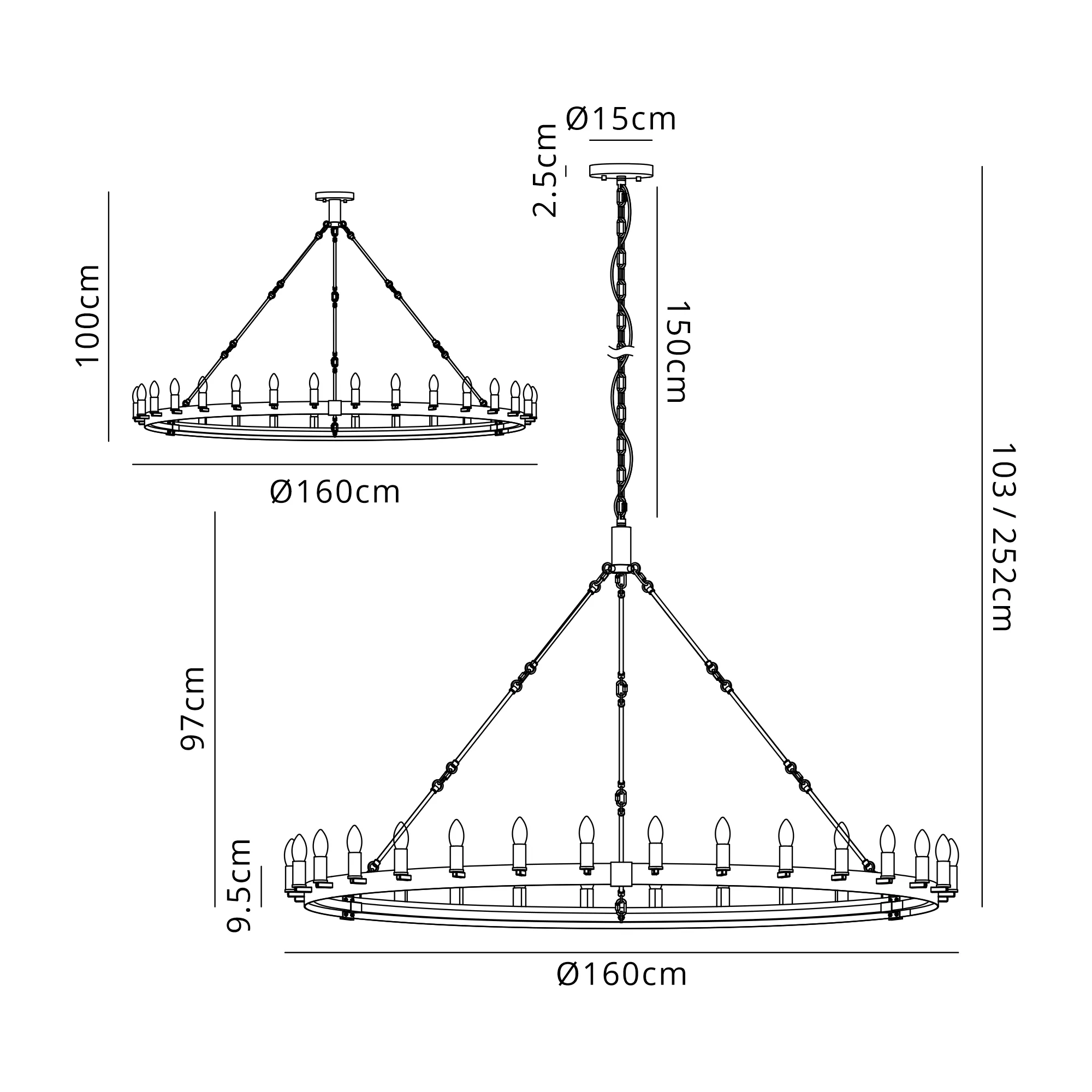 Blare 24Lt/30Lt Chandelier - Various Finishes - Image 42