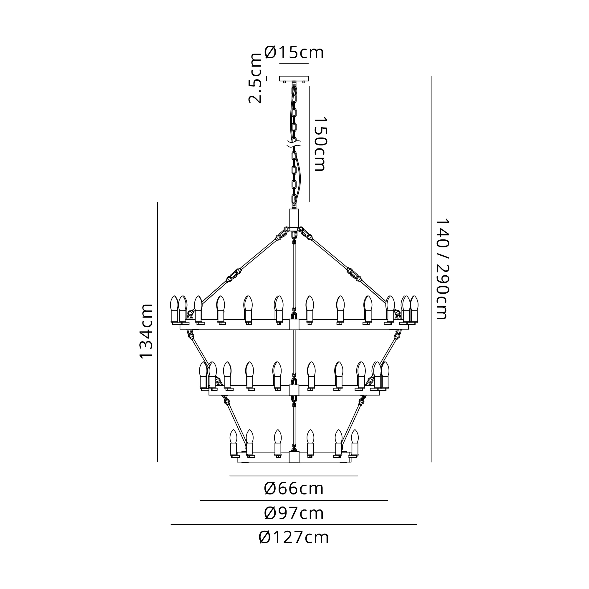 Blare 3 Tier 42/54 Light Chandelier- Various Finishes - Image 21