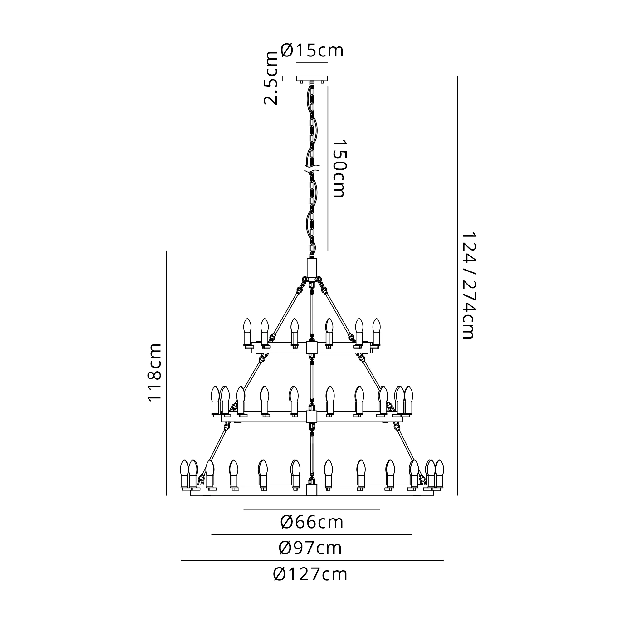Blare 3 Tier 42/54 Light Chandelier- Various Finishes - Image 27