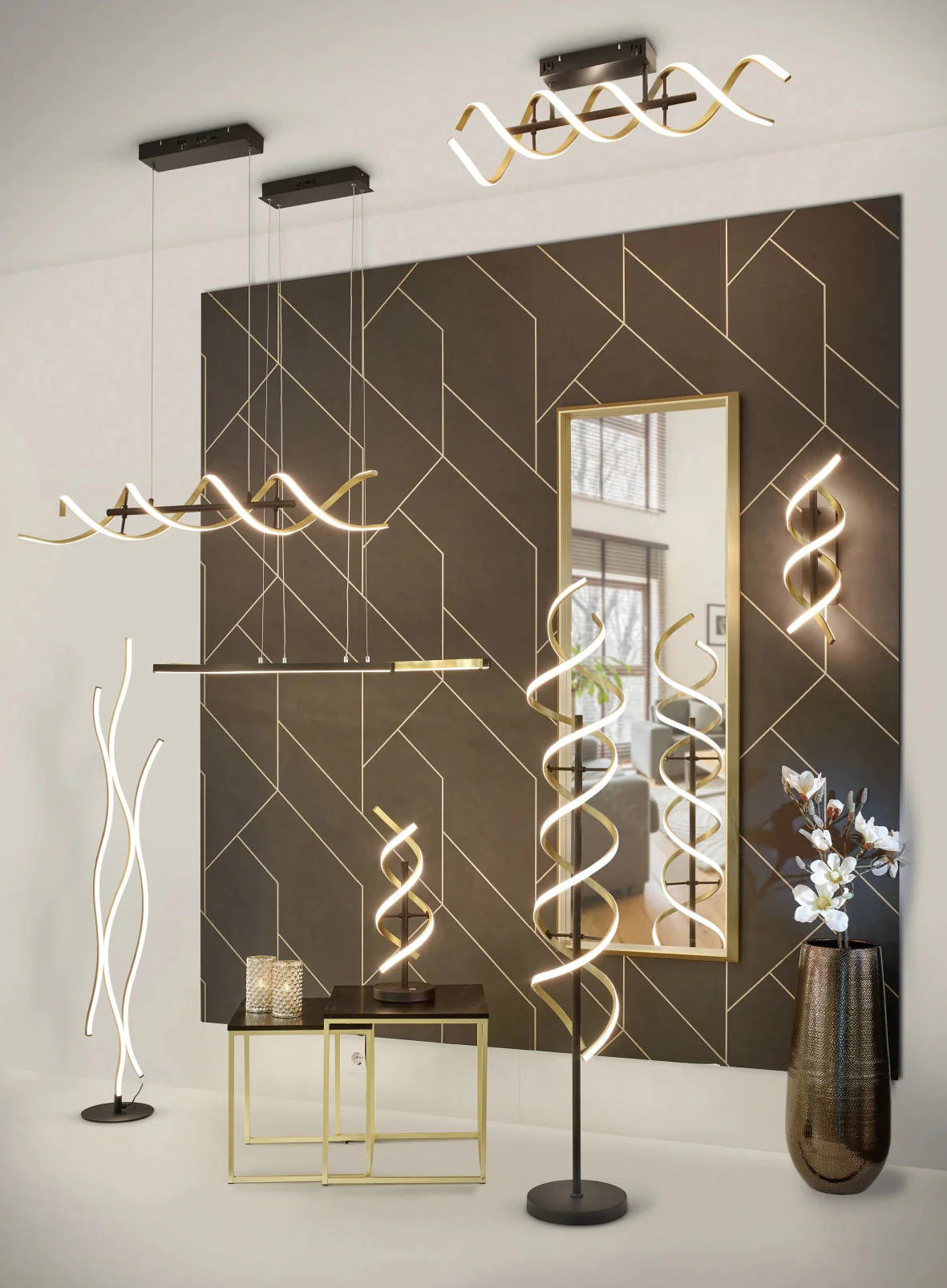 Blaze Modern LED Floor Lamp - Aluminium/Brass - Image 4