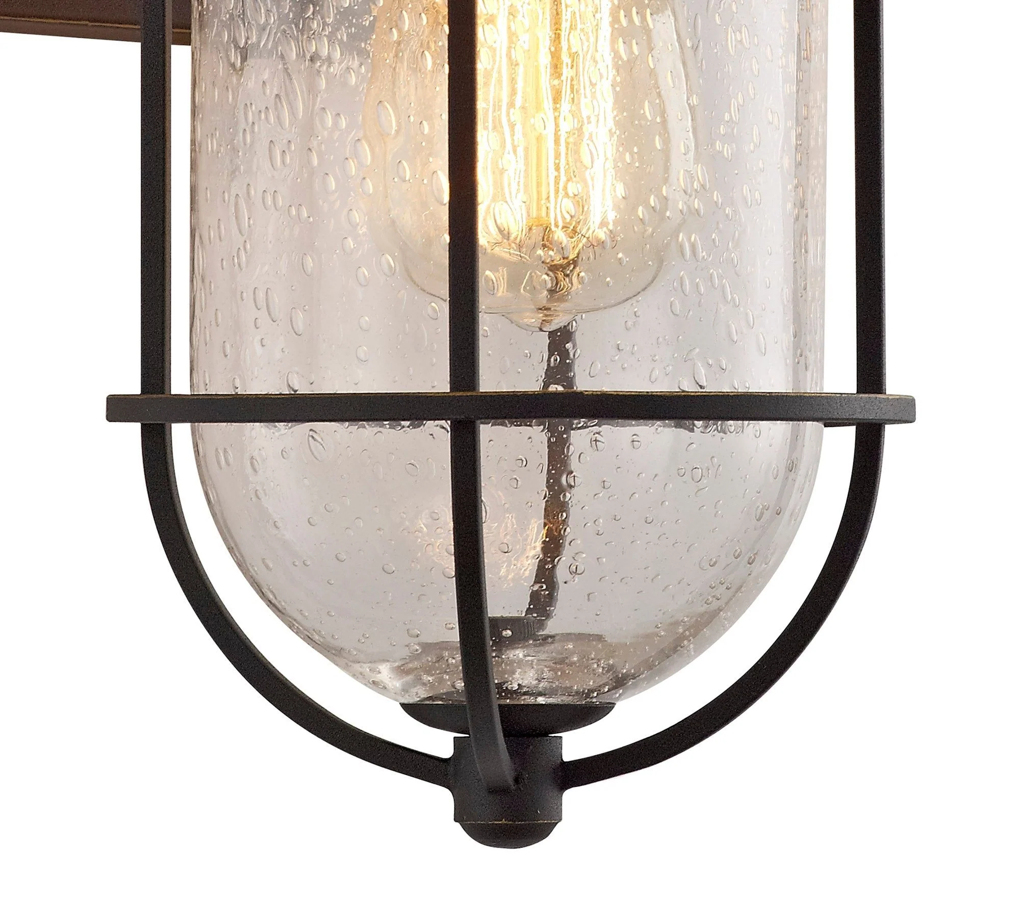 Blitz Wall Lamp, 1 x E27, Black/Gold With Seeded Clear Glass, IP54, 2yrs Warranty - Image 2