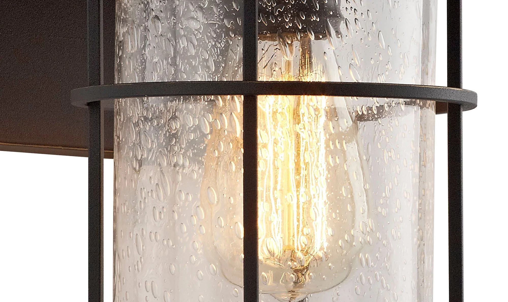 Blitz Wall Lamp, 1 x E27, Black/Gold With Seeded Clear Glass, IP54, 2yrs Warranty - Image 3