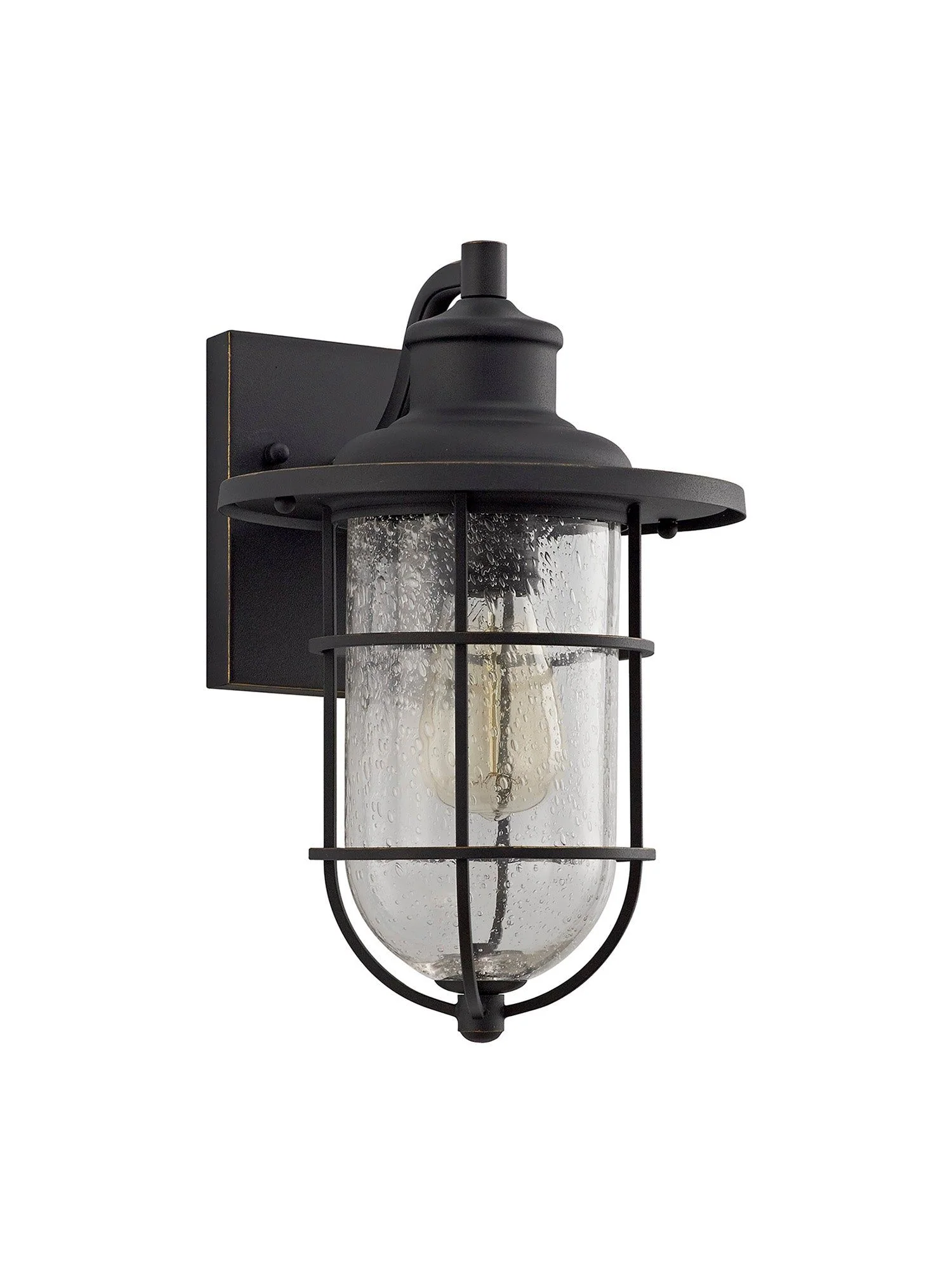 Blitz Wall Lamp, 1 x E27, Black/Gold With Seeded Clear Glass, IP54, 2yrs Warranty - Image 4