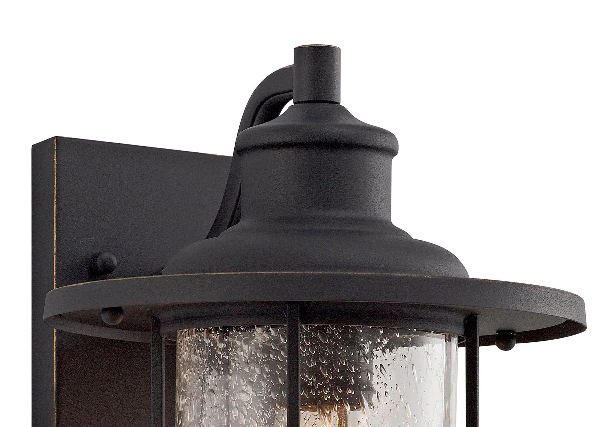 Blitz Wall Lamp, 1 x E27, Black/Gold With Seeded Clear Glass, IP54, 2yrs Warranty - Image 5