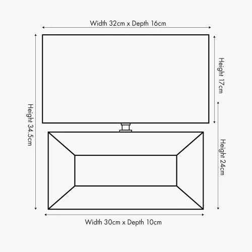 Block Ceramic Rectangular Table Lamp- White & Black - Image 3