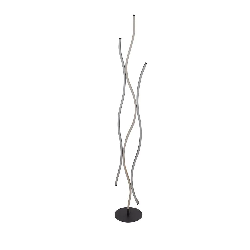 Bloom Black Metal & Wood Effect Floor Lamp Integrated LED - Image 2